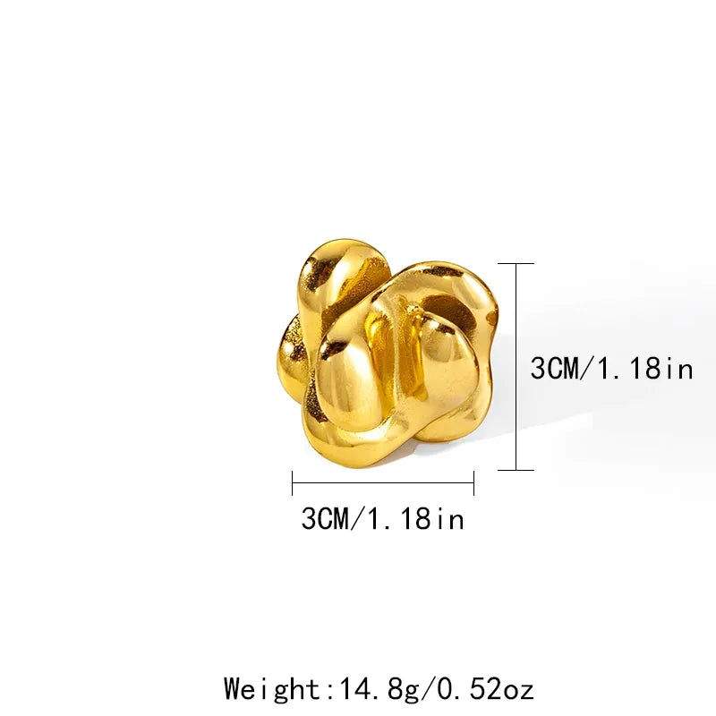 Wholesale Jewelry Novelty Modern Style Commute Irregular Flower 304 Stainless Steel 14K Gold Plated Open Rings