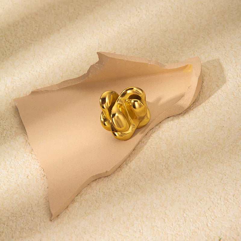 Wholesale Jewelry Novelty Modern Style Commute Irregular Flower 304 Stainless Steel 14K Gold Plated Open Rings