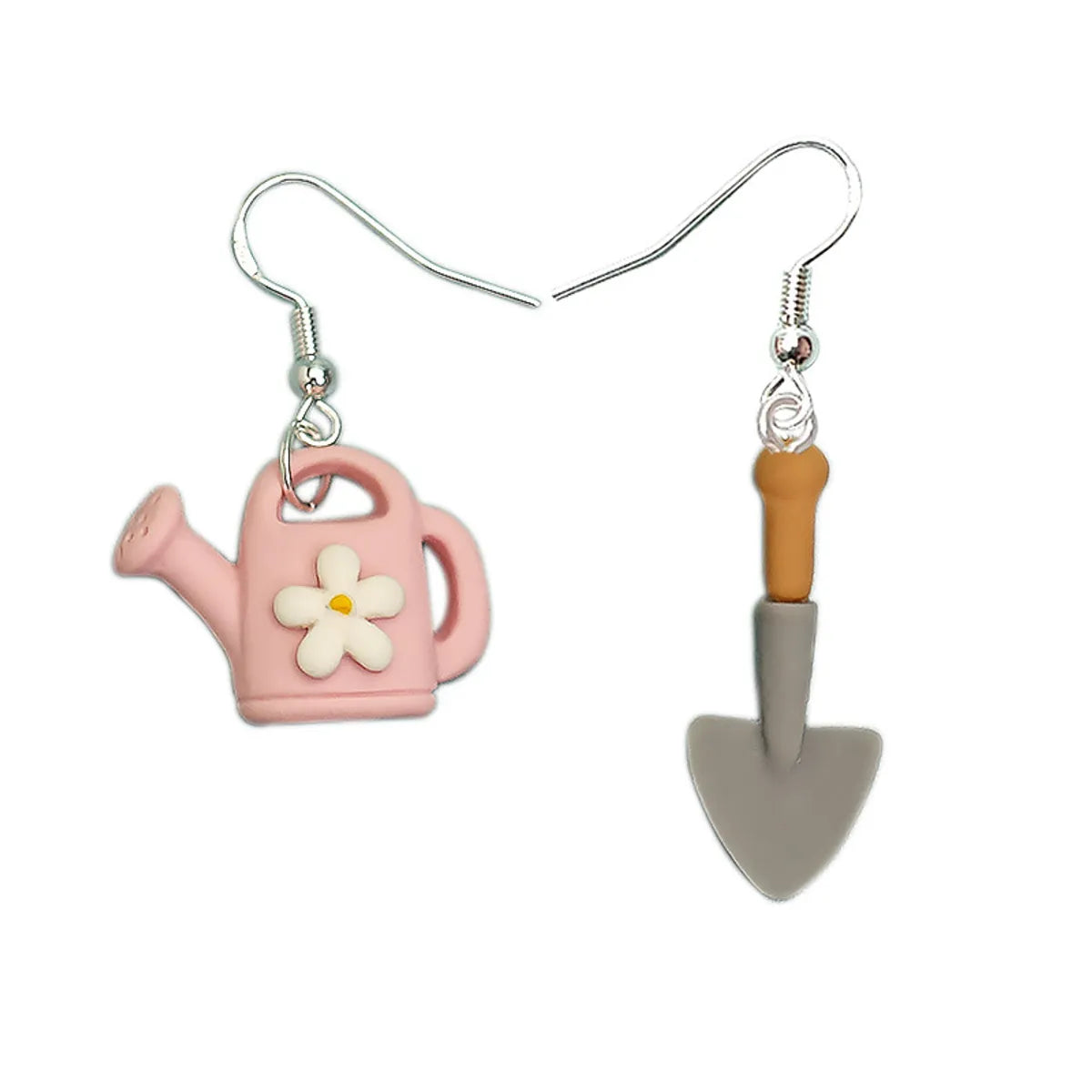 Wholesale Jewelry Novelty Pastoral Watering Pot Shovel Plastic Ear Hook