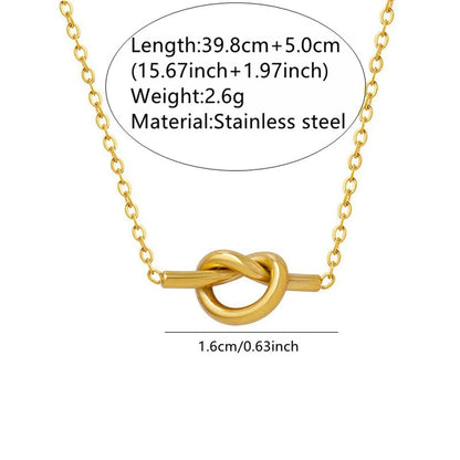 Wholesale Jewelry Novelty Simple Style Artistic Knot 304 Stainless Steel 18K Gold Plated Plating Pendant Necklace