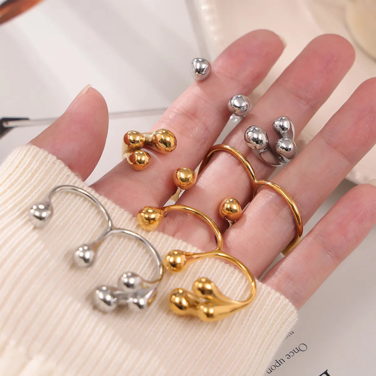 Wholesale Jewelry Novelty Simple Style Circle Round Lines 304 Stainless Steel 18K Gold Plated Plating Open Rings