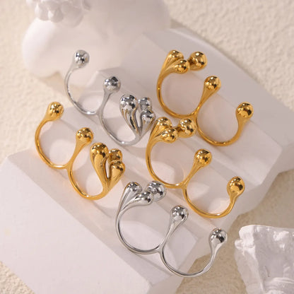 Wholesale Jewelry Novelty Simple Style Circle Round Lines 304 Stainless Steel 18K Gold Plated Plating Open Rings