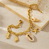 Wholesale Jewelry Ocean Series Beach Style Stainless Steel Animal Zodiac Pendant Bracelet Gold Plated