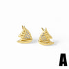 Wholesale Jewelry Ocean Style Copper Goldplated Geometric Starfish Octopus Earrings