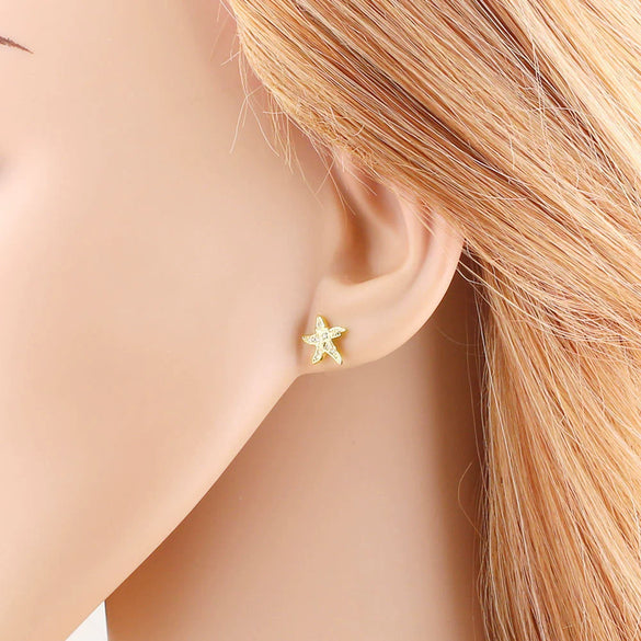 Wholesale Jewelry Ocean Style Copper Goldplated Geometric Starfish Octopus Earrings
