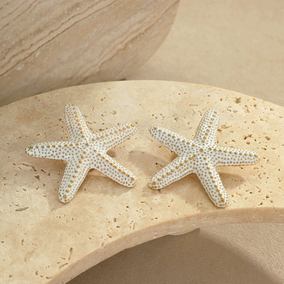 Wholesale Jewelry Ocean Style Exaggerated Colorful Starfish Stainless Steel 18K Electroplated Geometric Necklace