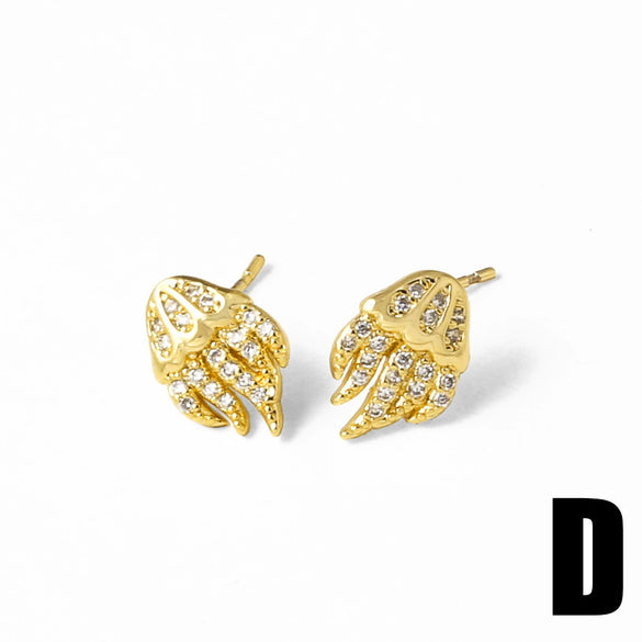 Wholesale Jewelry Ocean Style Geometric Copper Starfish Heart Sailboat Real Gold Plated Earrings Unisex