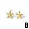 Wholesale Jewelry Ocean Style Geometric Copper Starfish Heart Sailboat Real Gold Plated Earrings Unisex