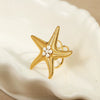 Wholesale Jewelry Ocean Style Stainless Steel Ring Shell Starfish Titanium Steel Open Ring Light Luxury Electroplating