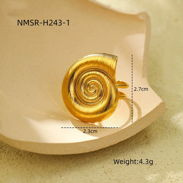 Wholesale Jewelry Ocean Style Stainless Steel Ring Shell Starfish Titanium Steel Open Ring Light Luxury Electroplating