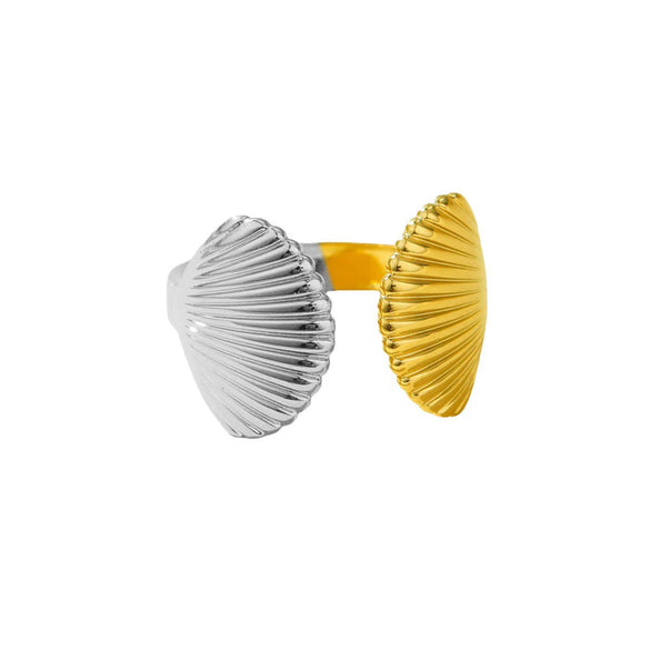 Wholesale Jewelry Ocean Style Stainless Steel Ring Shell Starfish Titanium Steel Open Ring Light Luxury Electroplating