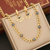 Wholesale Jewelry Oil Dripping Stainless Steel Eye Necklace And Clavicle Chain Set For Women With Personalized Style