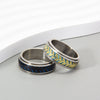 Wholesale Jewelry Olive Leaf Shape Titanium Steel Rotatable Ring With Dripping Oil Treatment And Flower Pattern