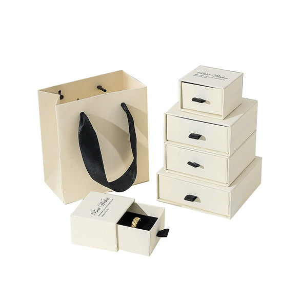Wholesale Jewelry Packaging Box Earth White Light Luxury Paper Cardboard Jewelry Drawer Storage