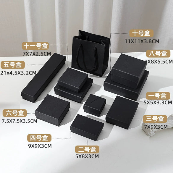Wholesale Jewelry Packaging Box In Black Cowhide And Paper Cardboard Material