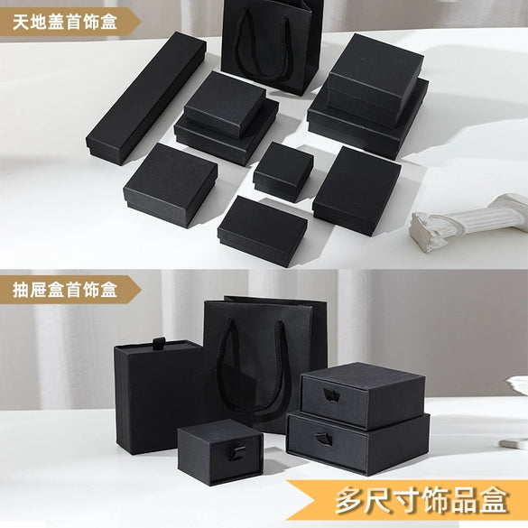 Wholesale Jewelry Packaging Box In Black Cowhide And Paper Cardboard Material