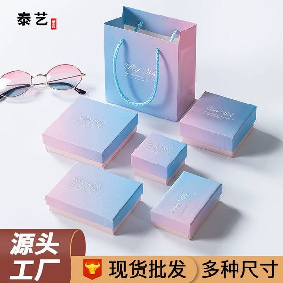 Wholesale Jewelry Packaging Box Made Of Paper And Cardboard For Earrings Necklace And Ring With Heaven And Earth Cover Design