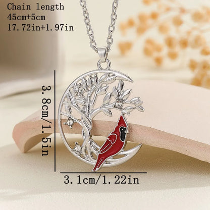 Wholesale Jewelry Pastoral Artistic Animal Life Tree Alloy Rhinestones Enamel Inlay Pendant Necklace