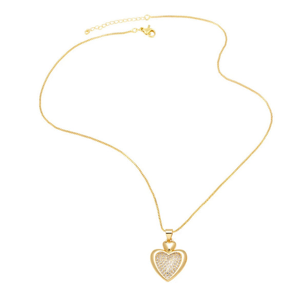 Wholesale Jewelry Pearl Cross Heart Copper Geometric Box Chain Necklace With Electroplating