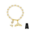 Wholesale Jewelry Pearl Flower Starfish Fish Tail Pendant Bracelet Copper Gold Plated
