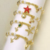 Wholesale Jewelry Pearl Flower Starfish Fish Tail Pendant Bracelet Copper Gold Plated