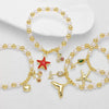 Wholesale Jewelry Pearl Flower Starfish Fish Tail Pendant Bracelet Copper Gold Plated