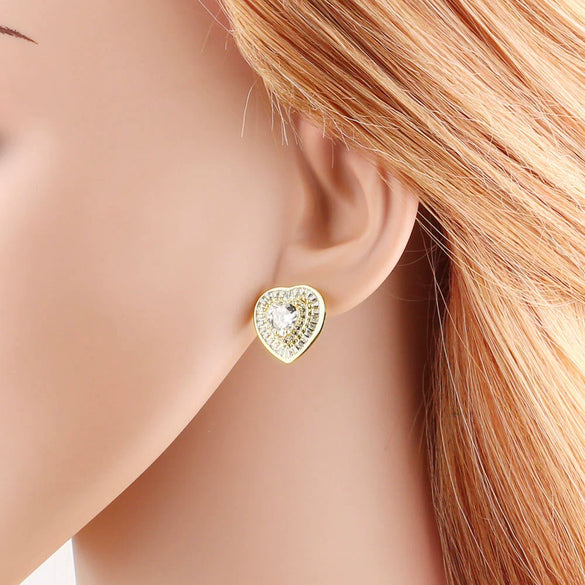 Wholesale Jewelry Pearl Heartshaped Geometric Copper Earrings Electroplated Unisex