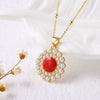 Wholesale Jewelry Pearl Oil Drop Round Geometric Copper Electroplated Necklace Clavicle Chain