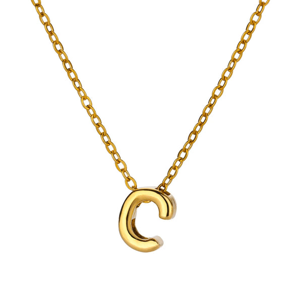 Wholesale Jewelry Pendant Necklace Copper 18K Gold Electroplated 3D Bubble Letter Minimalist Style