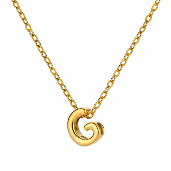 Wholesale Jewelry Pendant Necklace Copper 18K Gold Electroplated 3D Bubble Letter Minimalist Style