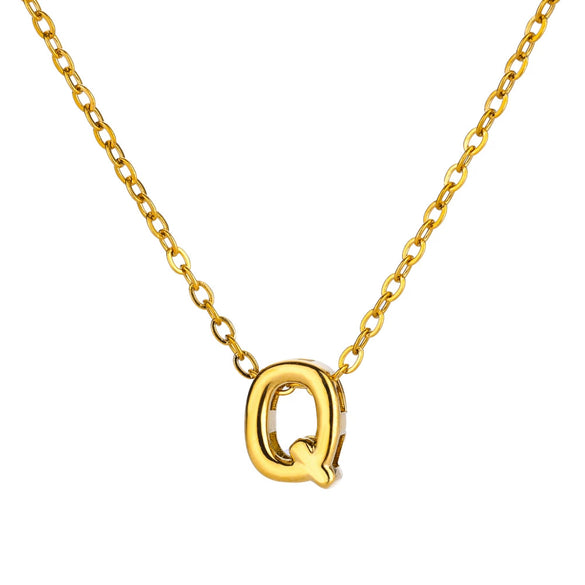 Wholesale Jewelry Pendant Necklace Copper 18K Gold Electroplated 3D Bubble Letter Minimalist Style