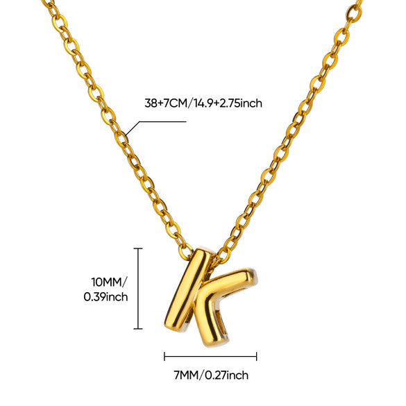 Wholesale Jewelry Pendant Necklace Copper 18K Gold Electroplated 3D Bubble Letter Minimalist Style
