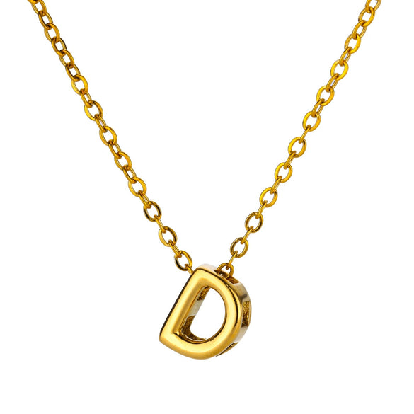 Wholesale Jewelry Pendant Necklace Copper 18K Gold Electroplated 3D Bubble Letter Minimalist Style