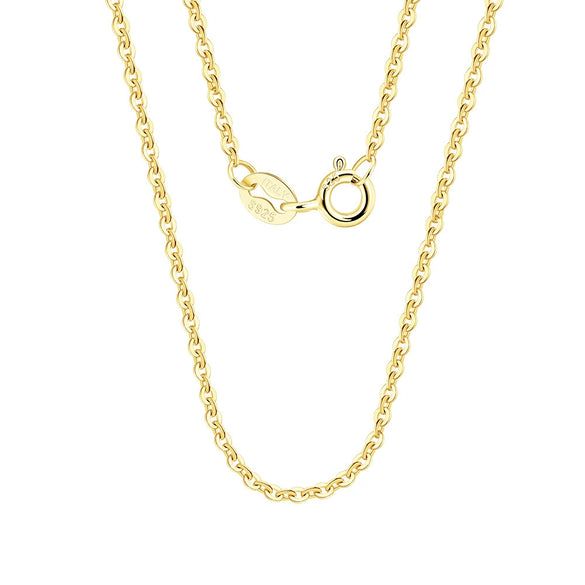 Wholesale Jewelry Plain Geometric 925 Sterling Silver Electroplated Calendered Chain Necklace Unisex