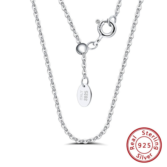 Wholesale Jewelry Plain Geometric 925 Sterling Silver Electroplated Calendered Chain Necklace Unisex