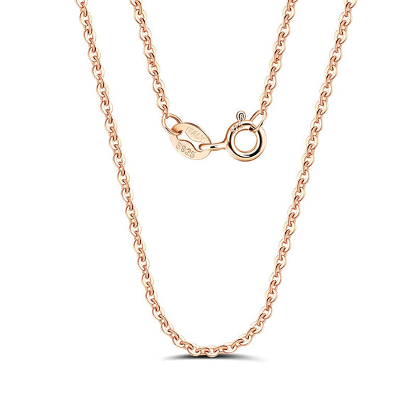 Wholesale Jewelry Plain Geometric 925 Sterling Silver Electroplated Calendered Chain Necklace Unisex
