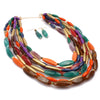 Wholesale Jewelry Plastic Resin Snake Bone Chain Exaggerated Multilayer Twocolorful Beads Necklace Clavicle Chain