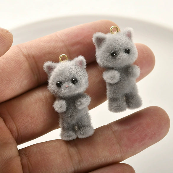 Wholesale Jewelry Plush Bear Resin Pendant Handmade Accessories Spray Velvet