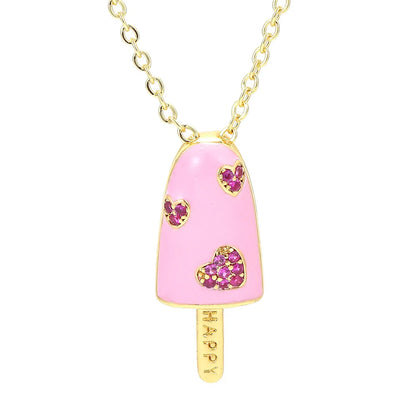 Wholesale Jewelry Popsicle-shaped Oil Drop Pendant Copper Inlaid Zircon Necklace Gooddiy