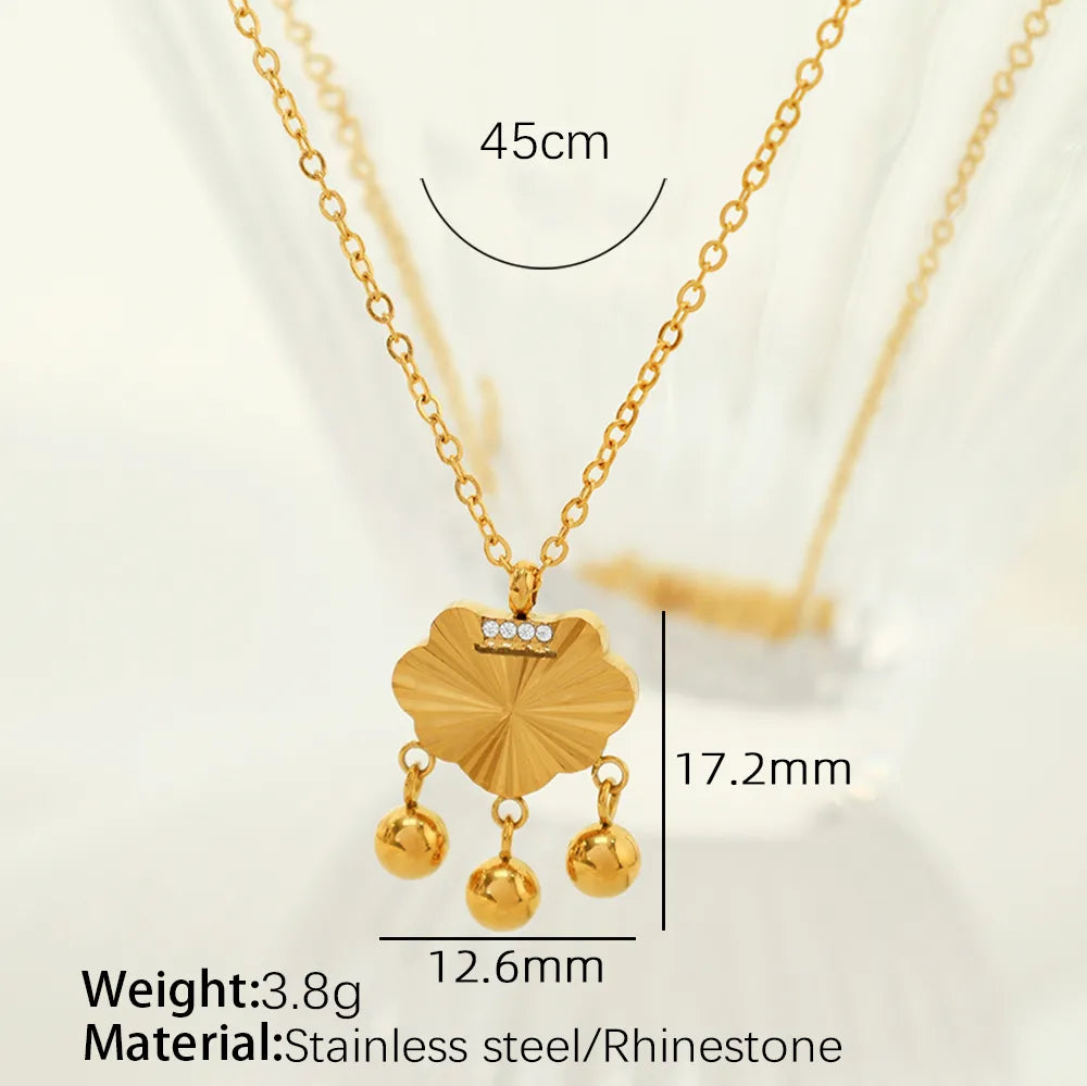 Wholesale Jewelry Preppy Style Modern Style Sweet Lock 304 Stainless Steel Rhinestones 18K Gold Plated Polishing Pendant Necklace