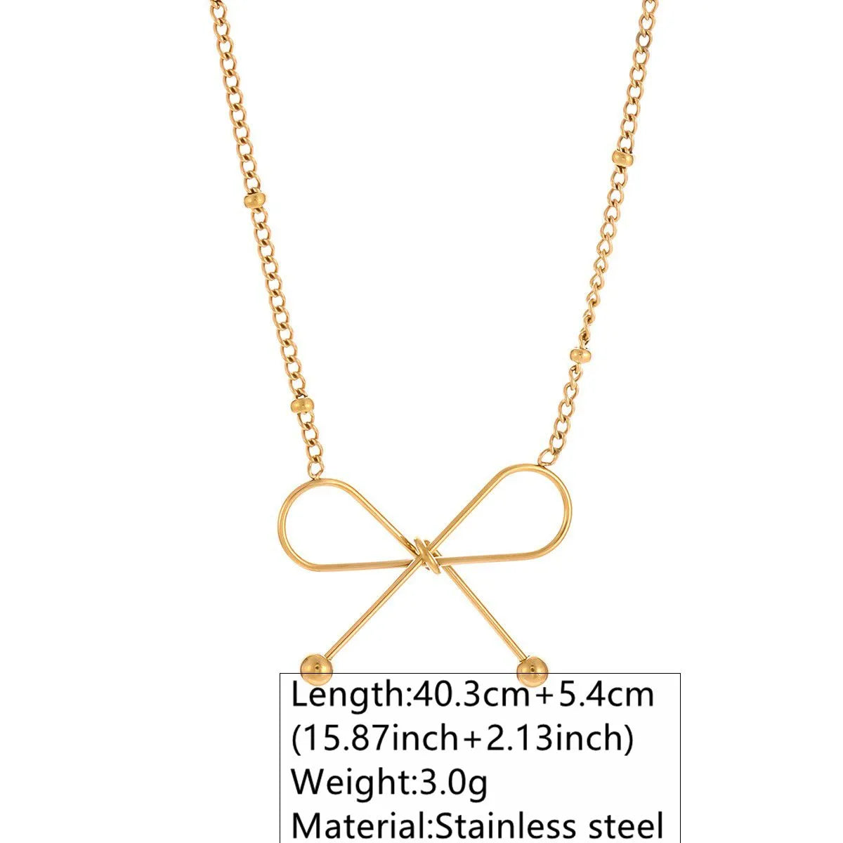 Wholesale Jewelry Preppy Style Simple Style Commute Bow Knot 304 Stainless Steel 18K Gold Plated Plating Pendant Necklace