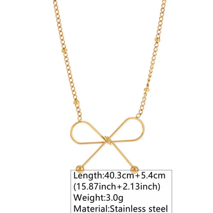 Wholesale Jewelry Preppy Style Simple Style Commute Bow Knot 304 Stainless Steel 18K Gold Plated Plating Pendant Necklace