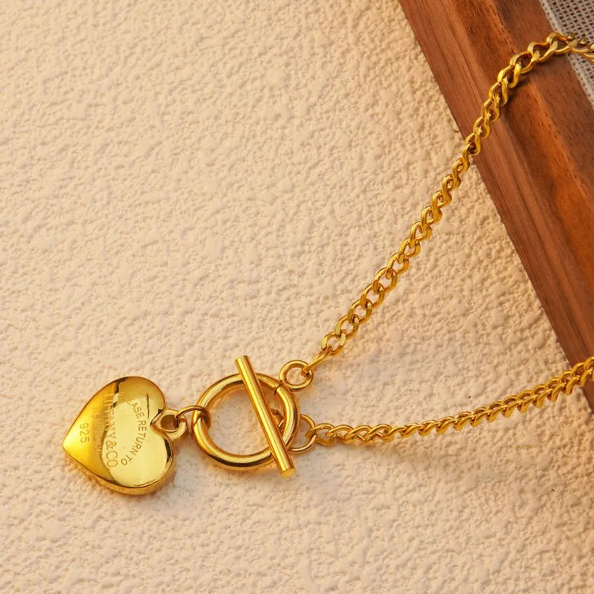 Wholesale Jewelry Preppy Style Simple Style Heart Shape 304 Stainless Steel 18K Gold Plated Plating Pendant Necklace