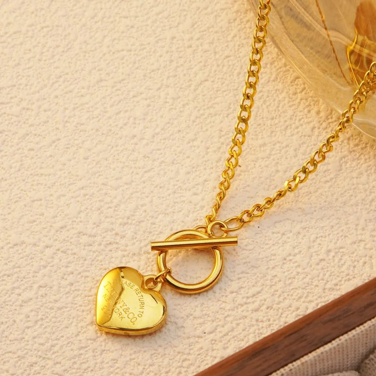 Wholesale Jewelry Preppy Style Simple Style Heart Shape 304 Stainless Steel 18K Gold Plated Plating Pendant Necklace