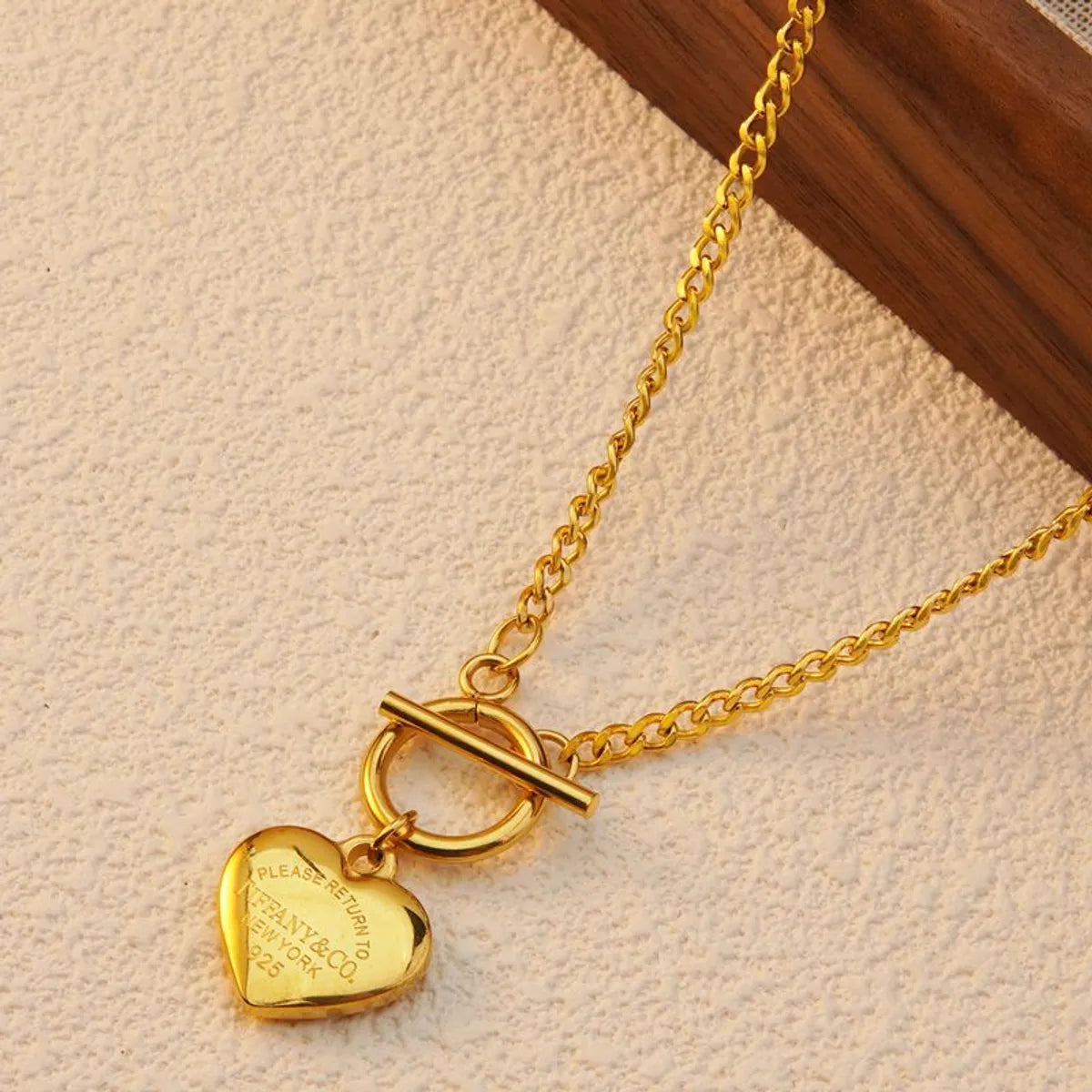 Wholesale Jewelry Preppy Style Simple Style Heart Shape 304 Stainless Steel 18K Gold Plated Plating Pendant Necklace