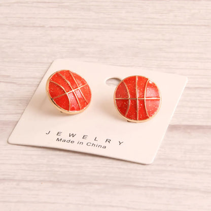 1 Pair Preppy Style Simple Style Sports Baseball Rugby Basketball Enamel Alloy Ear Studs