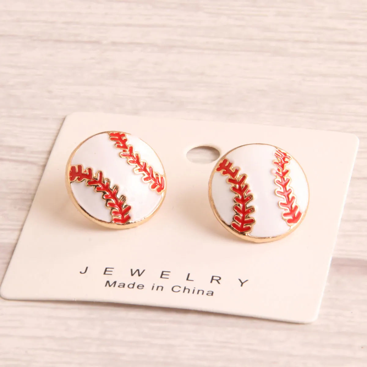 1 Pair Preppy Style Simple Style Sports Baseball Rugby Basketball Enamel Alloy Ear Studs