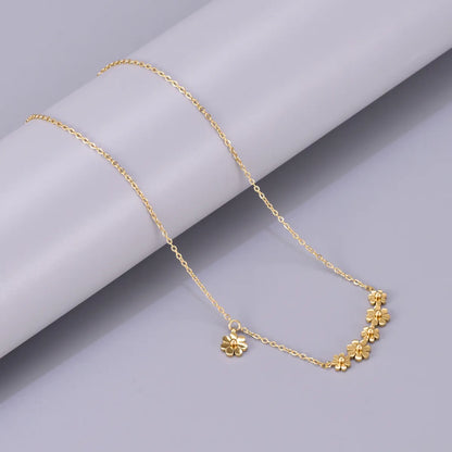 Wholesale Jewelry Preppy Style Sweet Pastoral Flower 304 Stainless Steel Titanium Steel 18K Gold Plated Necklace