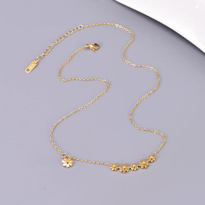 Wholesale Jewelry Preppy Style Sweet Pastoral Flower 304 Stainless Steel Titanium Steel 18K Gold Plated Necklace