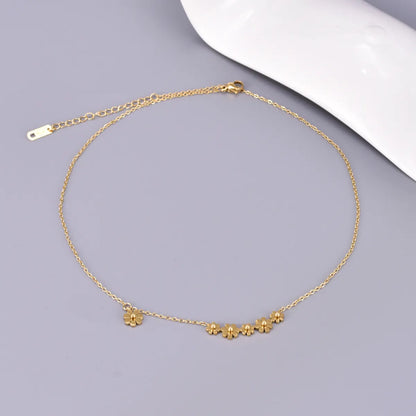 Wholesale Jewelry Preppy Style Sweet Pastoral Flower 304 Stainless Steel Titanium Steel 18K Gold Plated Necklace